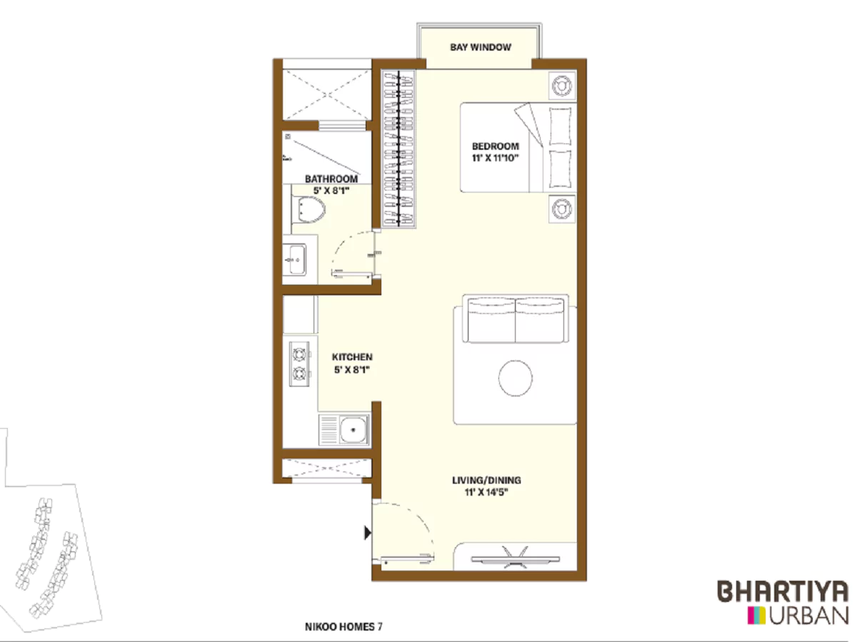 Bhartiya City Garden Estate - Studio Floor Plan